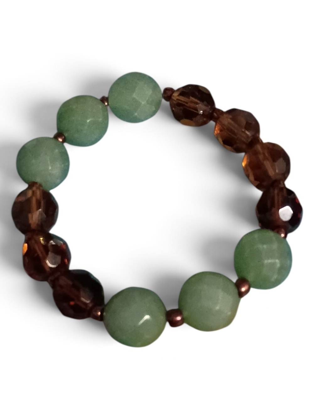 Earth & Luck Enchanted Faceted Green Aventurine & Smoky Crystal Stretch Bracelet